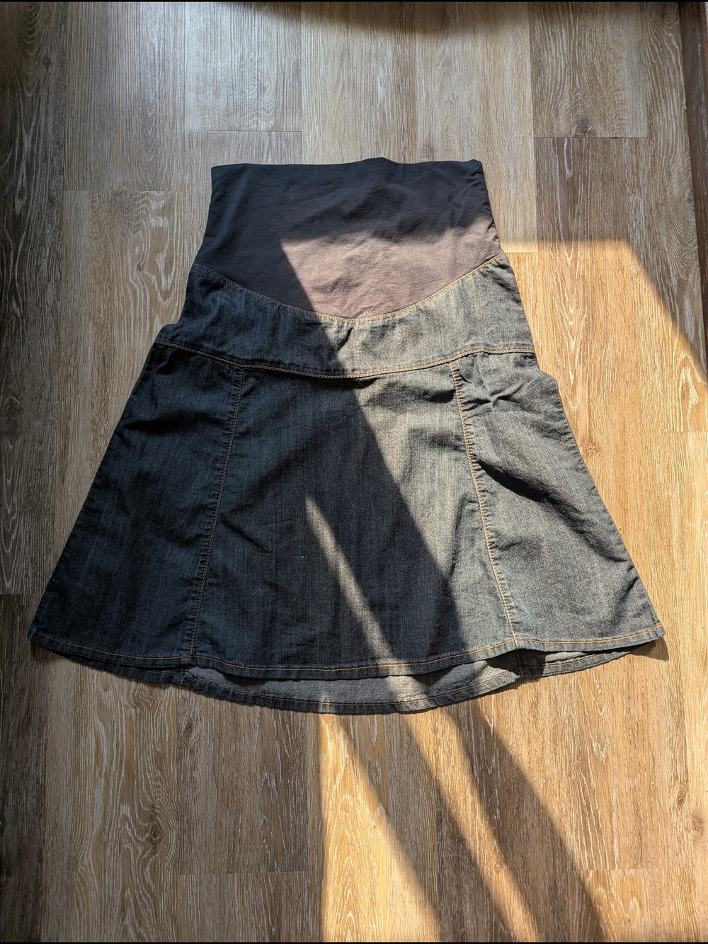 Maternity Denim A-Line Skirt with Stretch Waistband